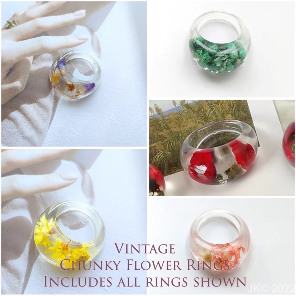 Chunky Fashion Flower Rings